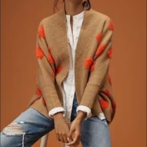 Anthropologie Boucle Heart Knit Kimono Camel